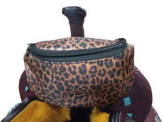 Showman Dark Cheetah Print Insulated Nylon Saddle Pouch